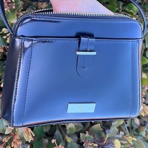 Lauren Ralph Lauren RLL Black Patent Leather Crossbody Bag Silver Hardware 1967